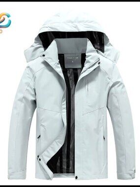 Men's Lightweight Trench Coat (Rain Coat) with Hoodie - Waterproof - Slit on top